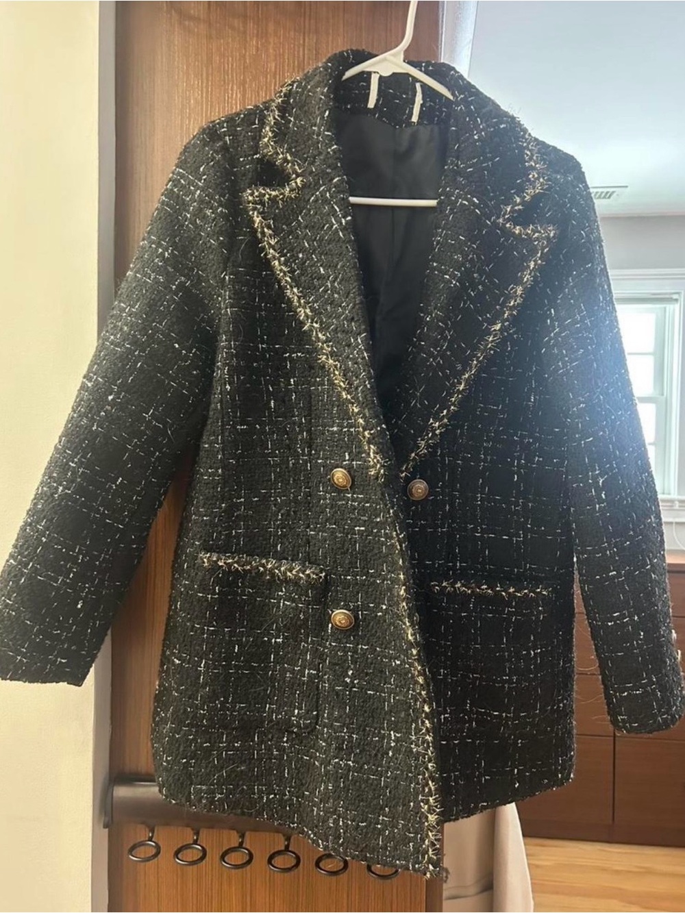 Black Tweed Blazer Jacket